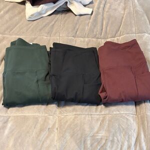 Danskin Leggings Trio in Forest Green, Black & Burgundy